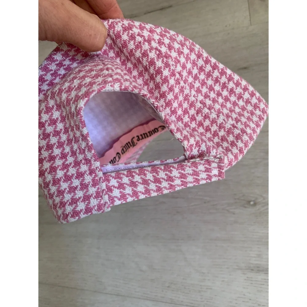 Juicy‎ Couture Pink Houndstooth Baseball Cap Logo Crest Hat Adjustable Y2K Style